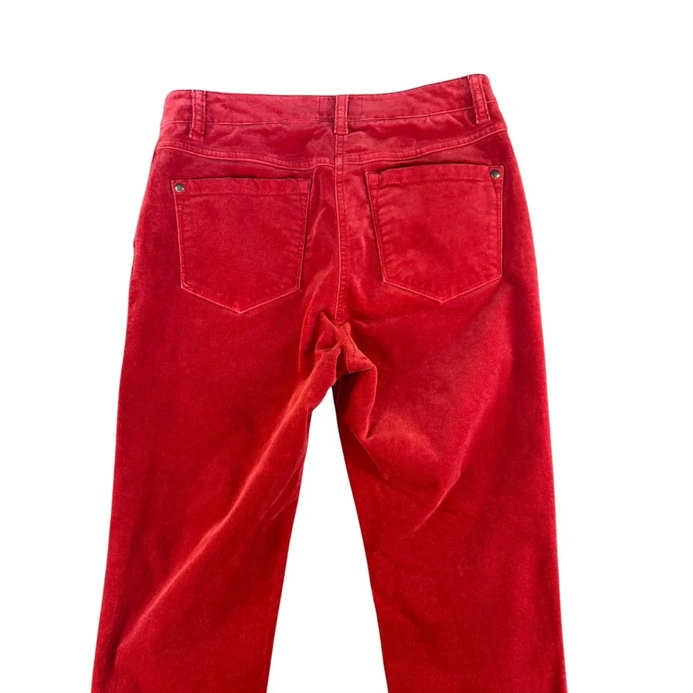 Pure Collection Red Corduroy Pants Straight Leg Womens Size 2R UK 8R EU 34R